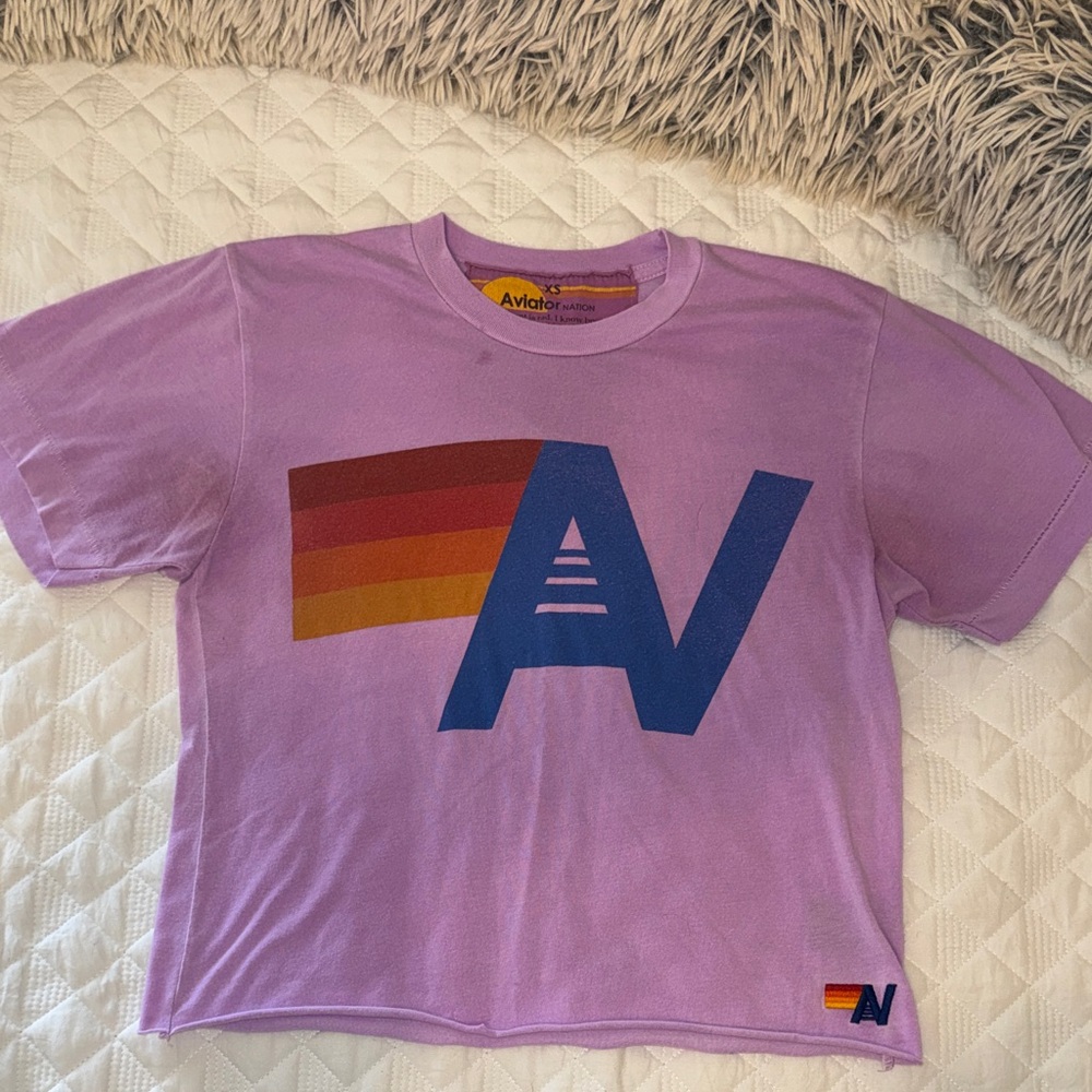 Aviator Nation Lavender Tee with Bold Graphic